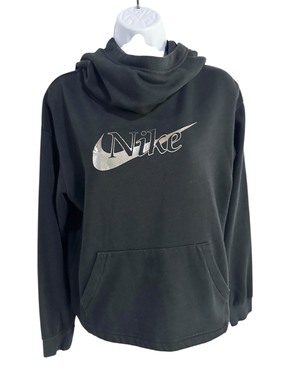 Nike Women's Black Fleece Funnel-Neck Glitter Hoodie Size XS